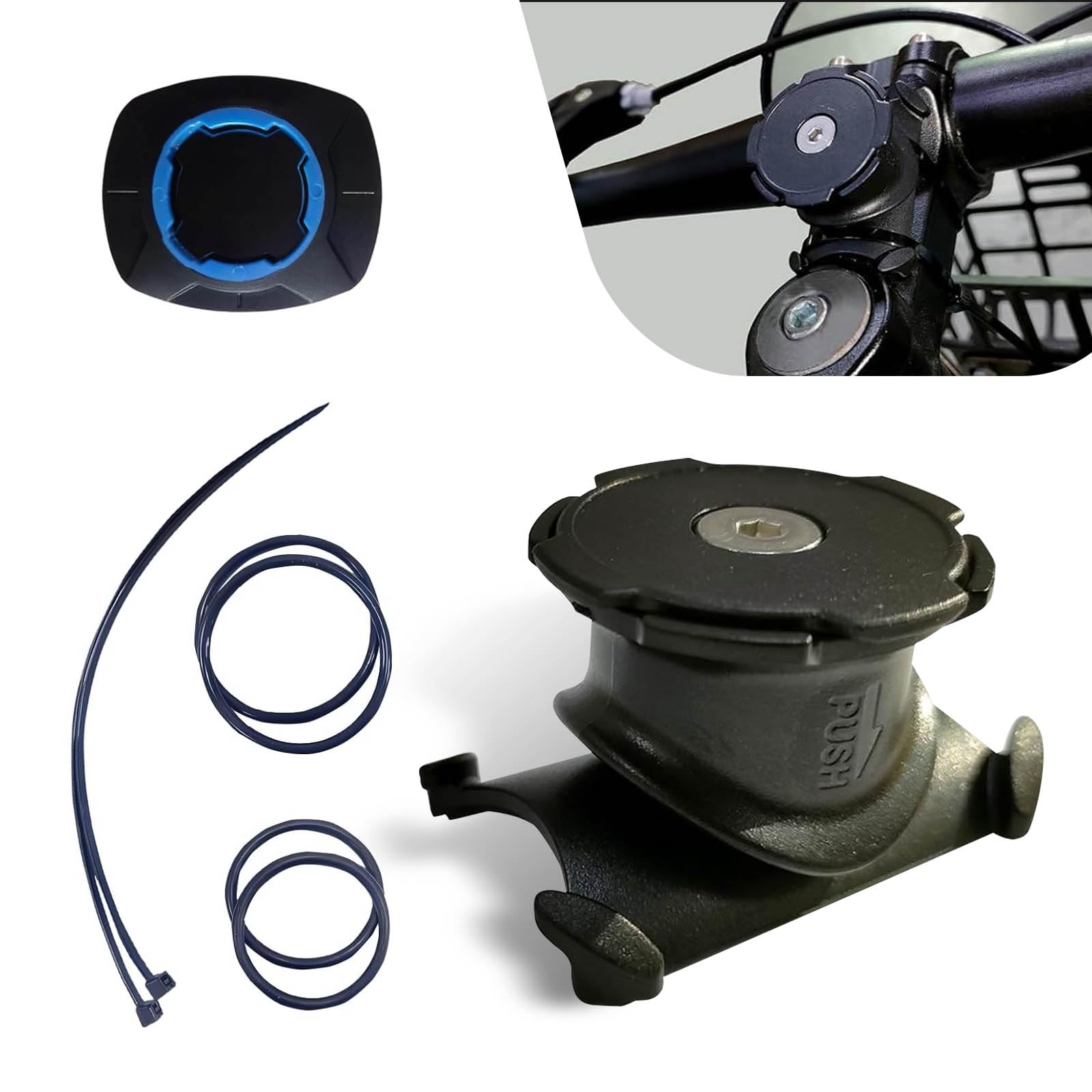 Ajxn 1 PC Motorcycle Navigation Holder, Waterproof Portable 360 Degree Rotatable Phone Holder, Non-Destructive Quick Mounting Accessories, Suitable for Most Motorcycles, Bicycles (Blue & Black)