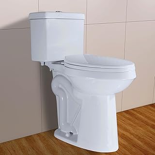 Wonchael WK088D Two Piece Toilet Top Dual Flush 21-Inch Tall Bowl 3-Inch Valve Suitable for people with disabilities and the elderly 10-rough-in
