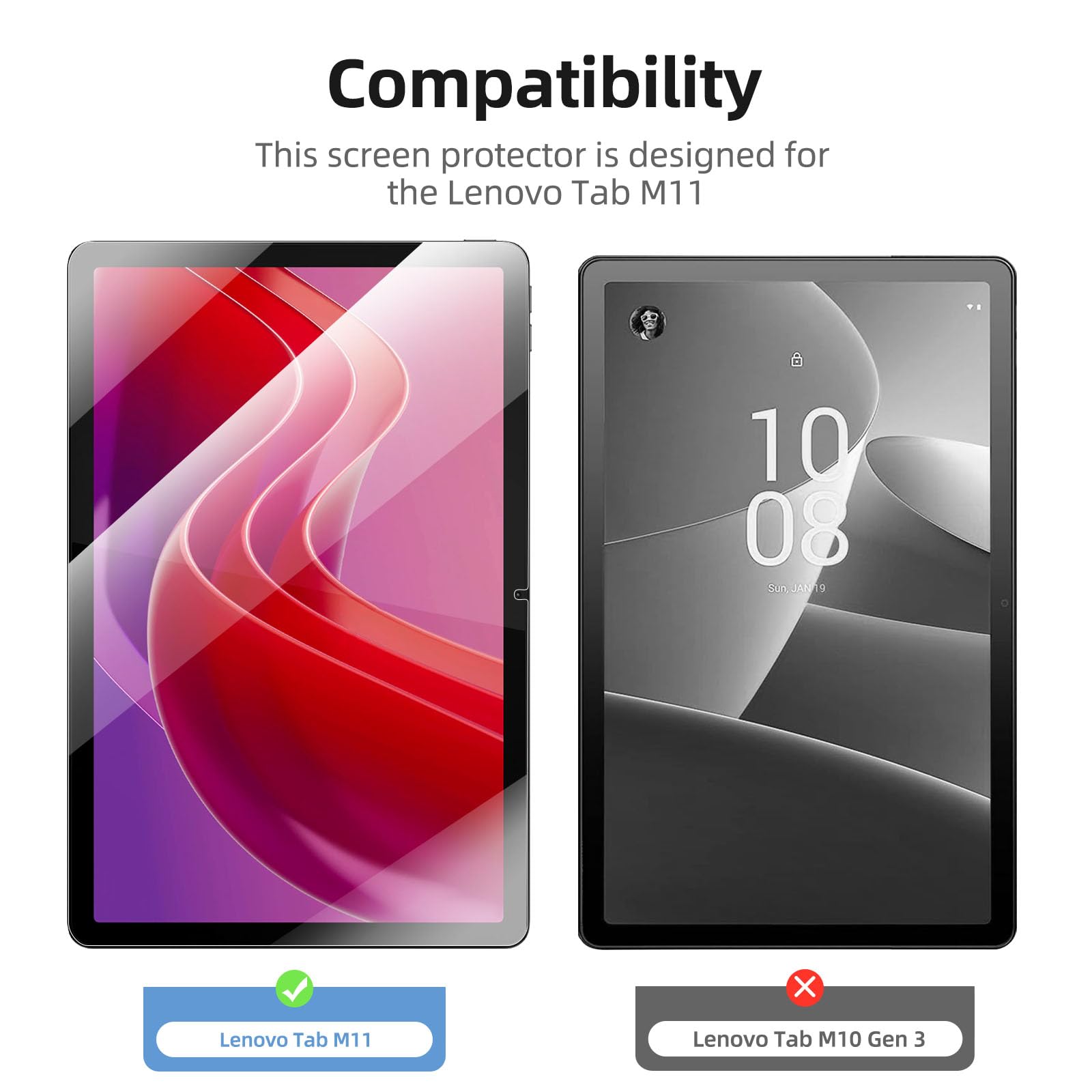 NEW'C 2 Pezzi Pellicola Protettiva Vetro Temperato per Lenovo Tab M11 11 Pollici 9H 0,33mm