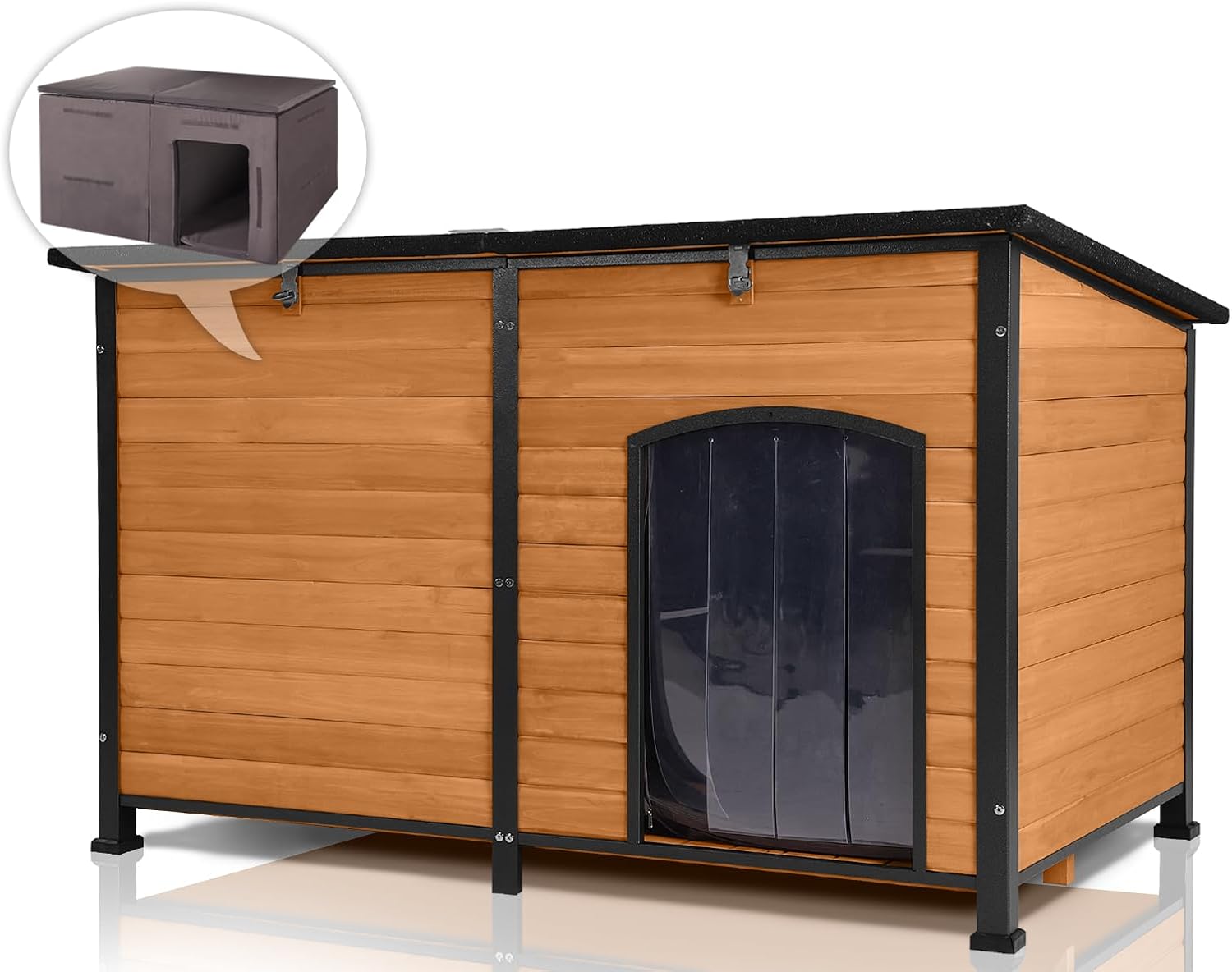 Insulated Outdoor Dog House Natural Wood, Jamaica Ubuy