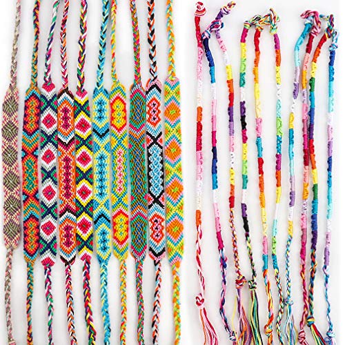 Gausky 20 Pieces Woven Friendship Bracelets - 2 Styles Adjustable Handmade Braided Strings Bracelets Anklet Multicolor Bracelets Bulk For Women Girls #TOP19