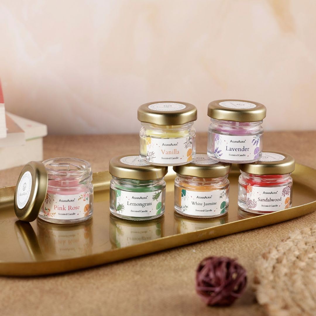 Asian Aura Set of 6 Mini Jar Scented Candles | Fragrance Candles for Home Décor |for Diwali, Christmas, Birthdays, Valentine's | Scented Candles (Mini Jars 31ml)-picture-10