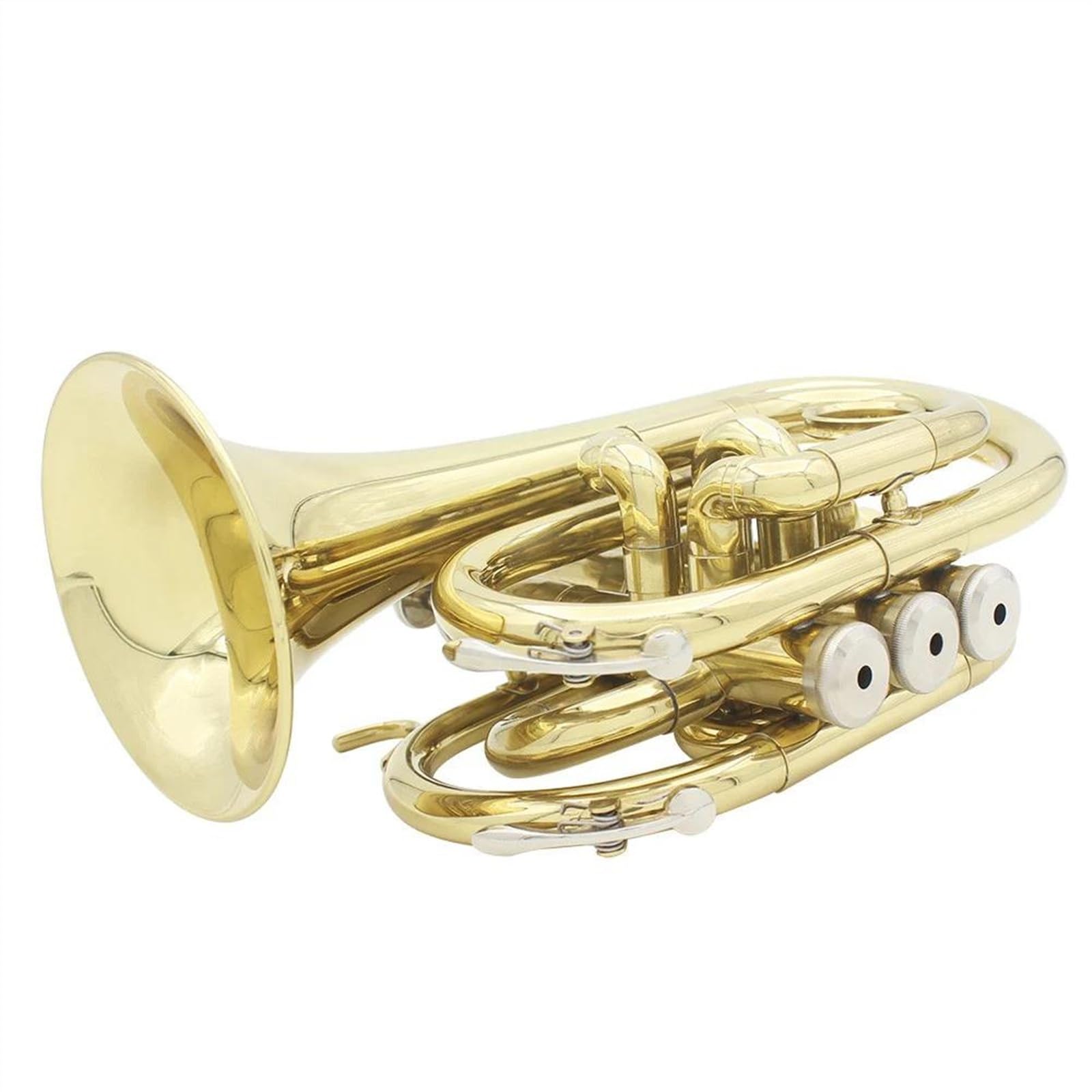 początkujących trąbka Miniaturowa Kieszonkowa Trąbka Bb Flat Brass Instrument Dęty Rękawice Futerał Transportowy Wytrzymała Kieszonkowa Trąbka