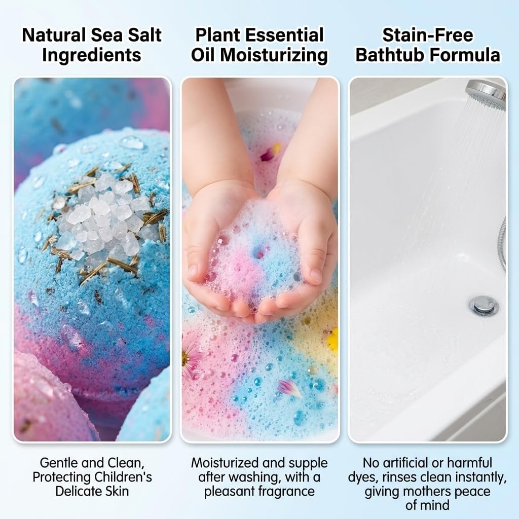 2026 New Natural Bath Bombs,12-Pack Kids Bath Bombs with Surprise Spring Toys Inside,Color Changing Spa Easter Bath Balls (B)