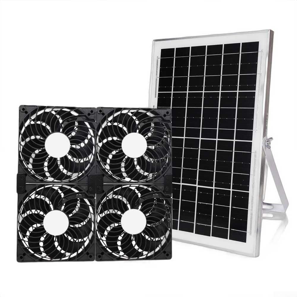 Ventilateur d'échappement ultra silencieux 30 W à énergie solaire avec flux d'air 430 CFM pour poulailler, serres, abris de jardin et camping-cars (30 W)
