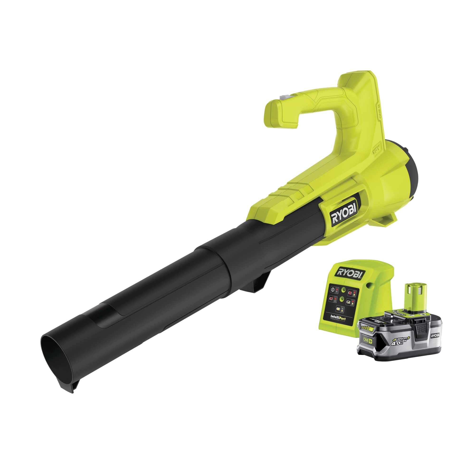 Ryobi Dmuchawa Akumulatorowa 18 V, RY18BLA-140, Prędkość Powietrza 145 km/h, Zestaw Zawiera Akumulator 4.0 Ah i Ładowarkę 1.5 A