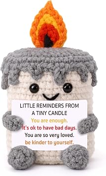 YUEYUQIU Funny Positive Birthday Gifts for Women, Handmade Candle Crochet