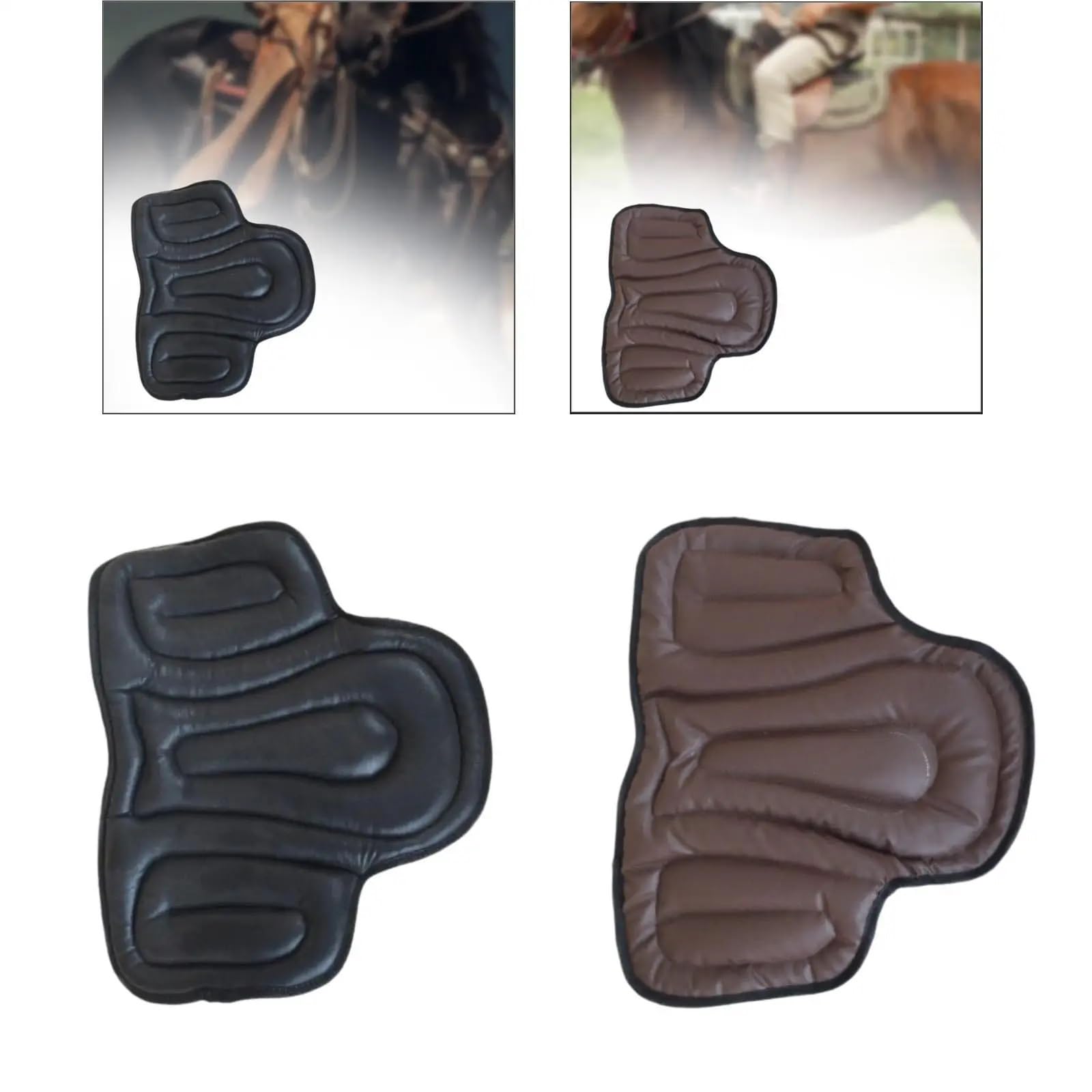 Podkładka pod siodło do jazdy konnej, Czaprak dla konia Wielokolorowa, pikowana skóra PU do ujeżdżenia(Black)