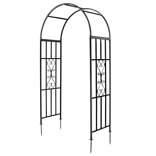 Arbors, Curved Metal Endurable Iron Trellis Plants Stand Use for Outdoor Garden Arbor Climbing Plants Wedding Arches Ceremony