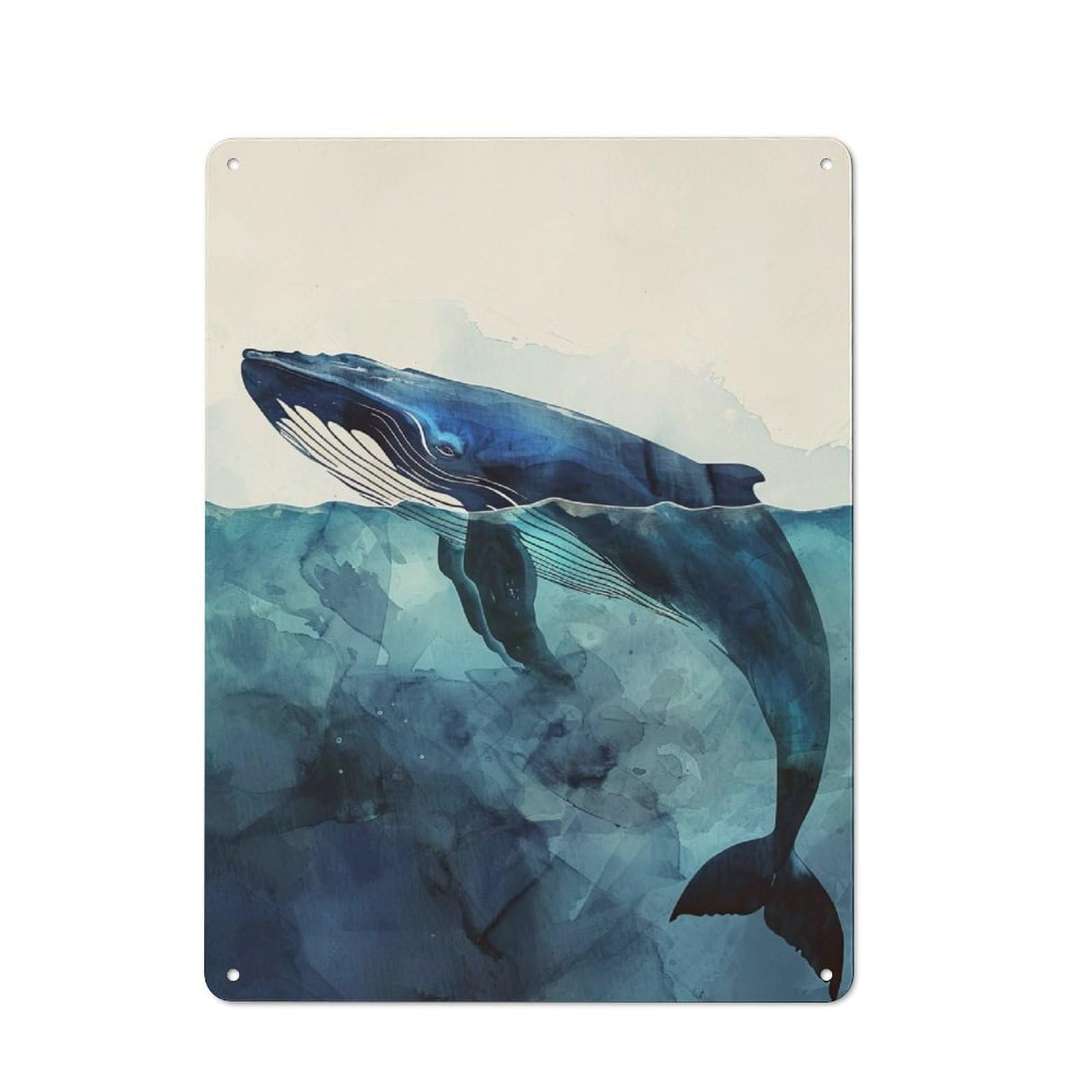 Junmoney Whale Animal Art 40X30cm Rustic Metal Sign With For Hobby Room Or Studio, Metal Sign Decor For Hobby Rooms And Studios