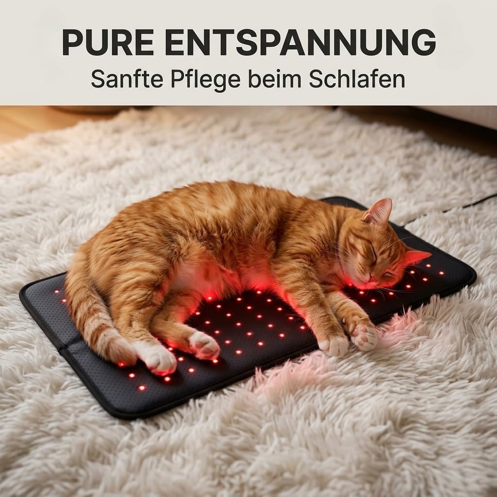 Rotlicht Therapiematte für Hunde & Katzen – Sanfte Gelenkpflege & Entspannung | Infrarot Matte 660/850nm, Sicherer Wärmegürtel für Haustiere Zuhause