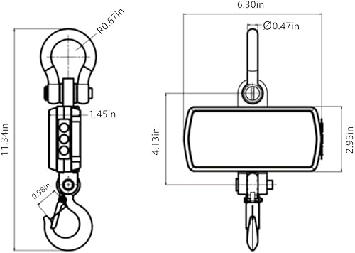 Miniatura 4 de Klau Escala de grúa de 2,204.6 lbs 2000 lb Escalas colgantes industriales resistentes Pantalla LCD con control remoto naranja para fábrica de granja
