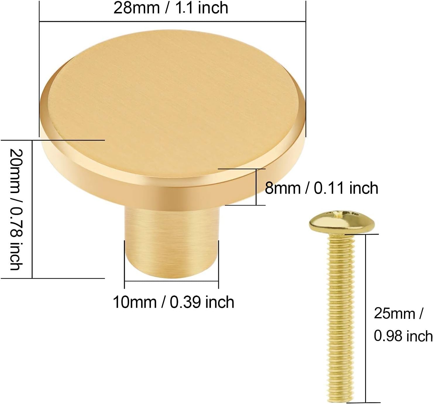 Vandicka 8 Pcs Solid Brass Knobs and Screws, Gold Cabinet Door Knobs & Drawer Pulls - Image 3