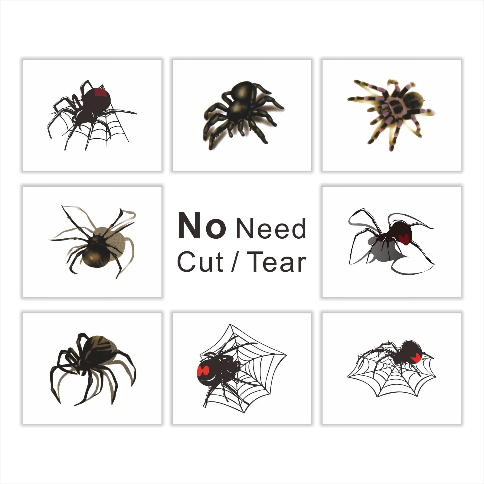 Womaha 40 Halloween Spiders Temporary Tattoo Stickers for Adults Waterproof Body Spider Web Tattoos for Kids - Image 3