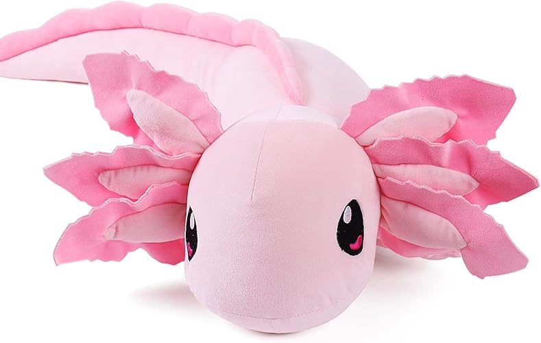 LKMYHY 30” Weighted Axolotl Stuffed Animals for Adults & Kids, 5lbs Large Weighted Pink Axolotl Lap Animals Plush Gift for Valentine Birthday Holidays