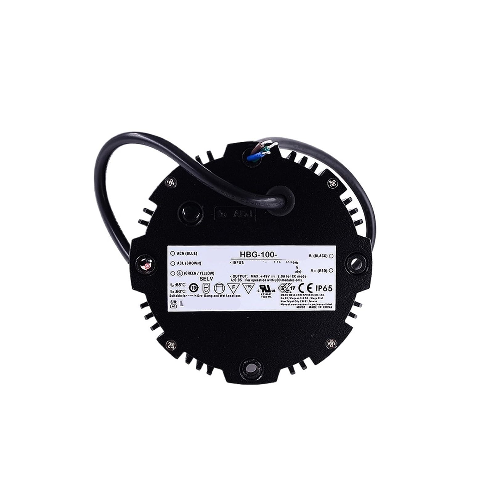 Alimentation HBG-100-24A driver LED 24V étanche rond