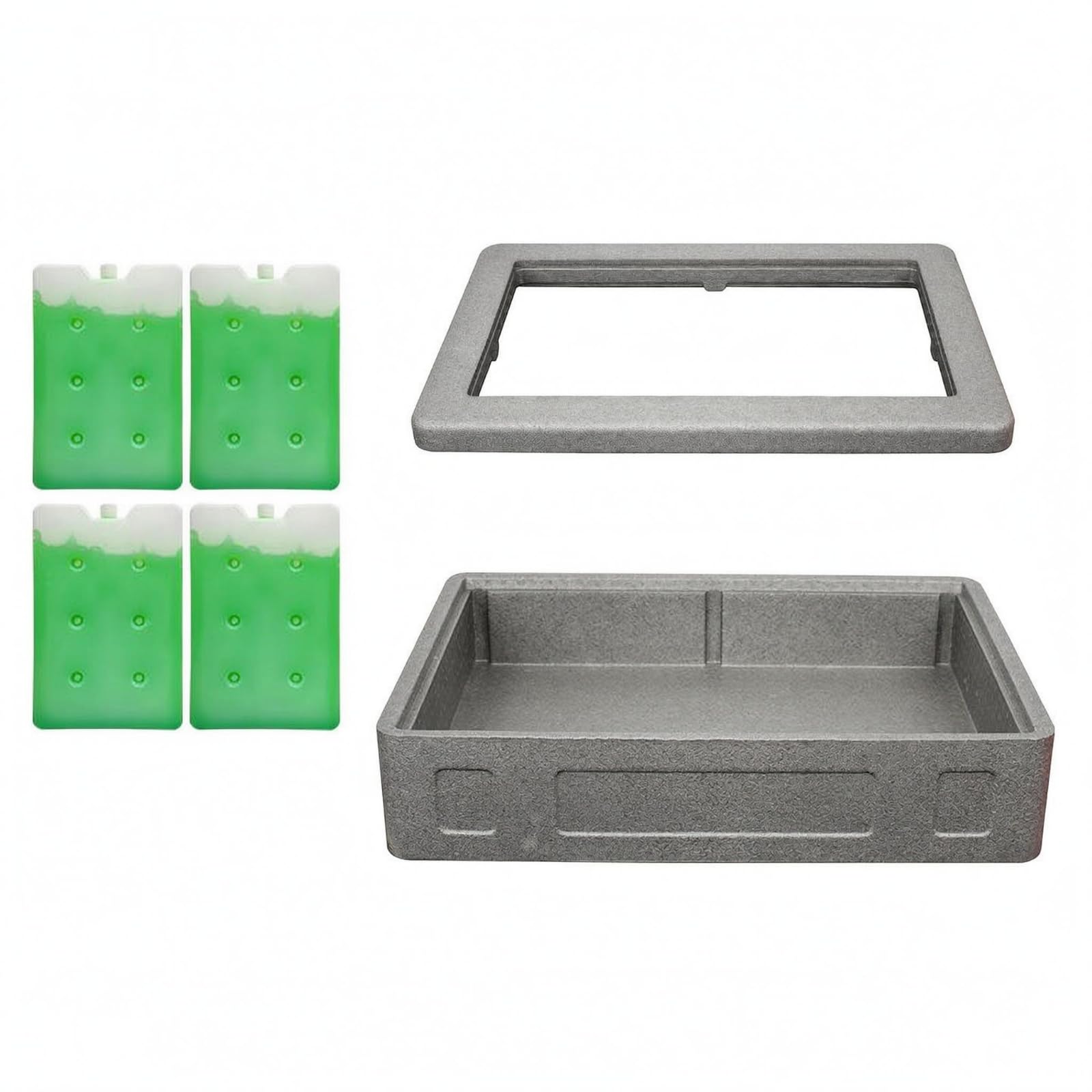 predolo Caja Térmica Expanded Polypropylene Marco Extraíble Caja Térmica Rectangular Asas Incorporadas Contenedor Alimentos con Tapa, Gris