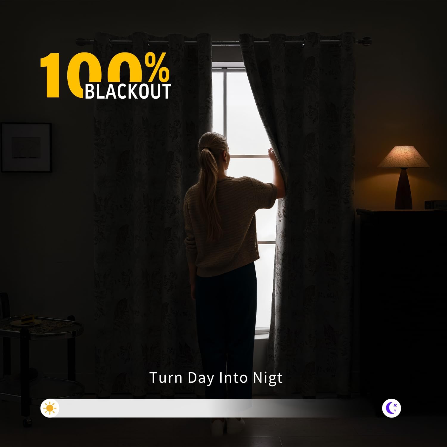 Monstera Printed Blackout Curtains for Livingroom Bedroom Grommet Thermal Insulated Room Darkening Window Drapes with Black Liner, Set of 2 Panels, 52x84 Inch