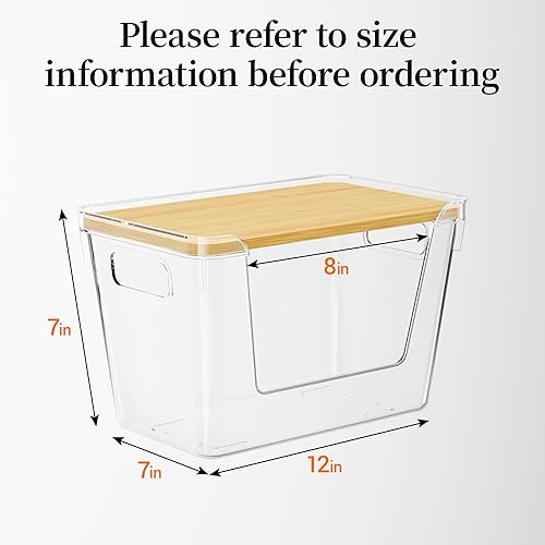 Miniatura 6 de Delamu Paquete de 2 dispensadores de bolsas de basura con tapa de bambú, organizador de bolsas de basura de plástico transparente para bolsas de 4 a