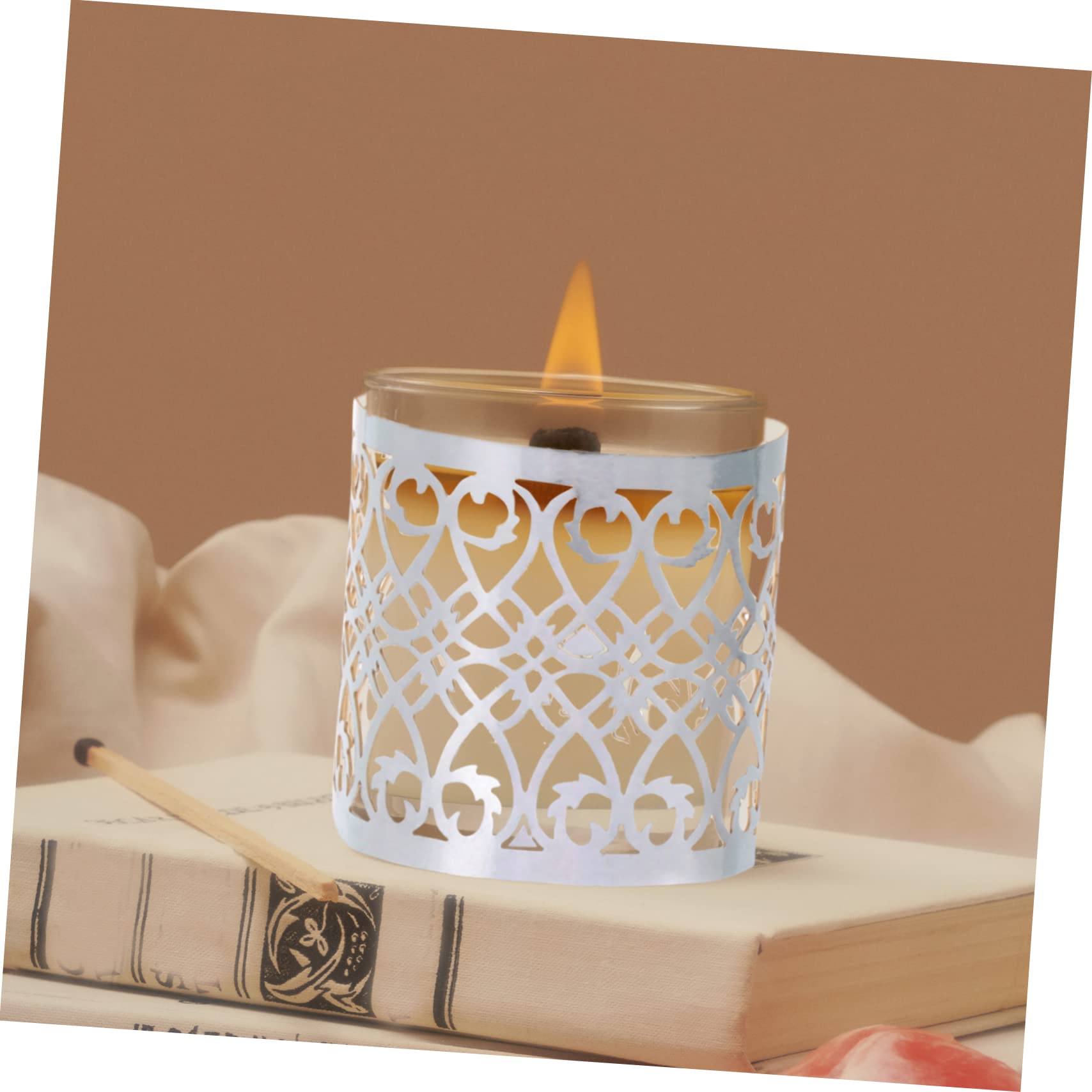 SEWACC 50pcs Castle Light Wraps Hollow Paper Candle Holders for Decor Parties Assembly Reflective Silver Design for Weddings Celebrations