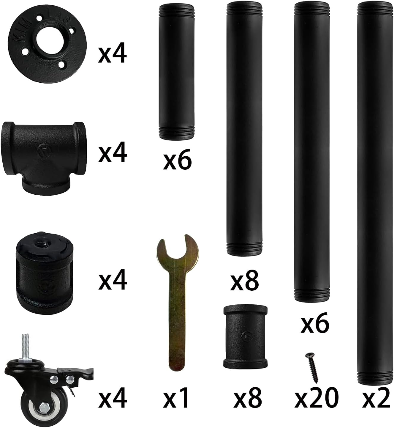 Industrial Pipe Table Leg Set with Casters,Black Rustic Metal Pipes for Coffee & End Tables, Desks,Vintage Furniture Legs,DIY Desk Legs(L 38x W18 x H 30")