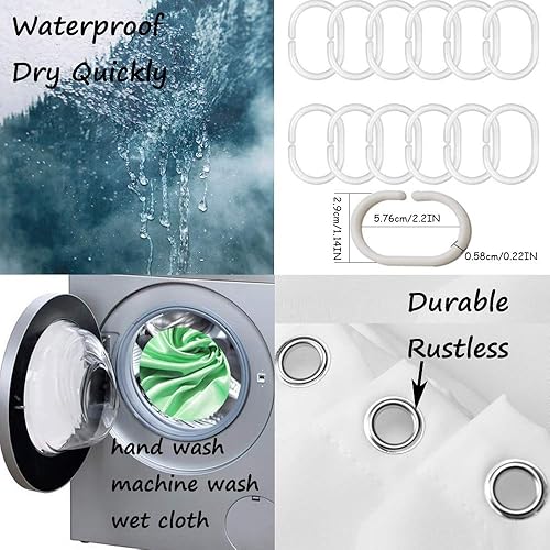 Vista 47 de Yeele Cortinas de ducha de otoño de Acción de Gracias, bonita cortina de ducha de gnomo y calabaza para baño, borde de rejilla blanca y negra