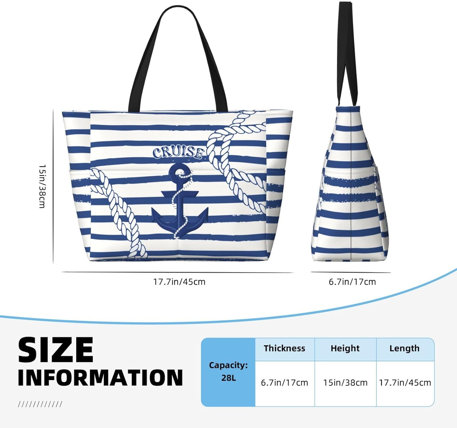 Beach Bag for Women Beach Tote Bag Waterproof Sandproof Large Bags with Zipper Big Capacity for Vacation Travel - Image 6