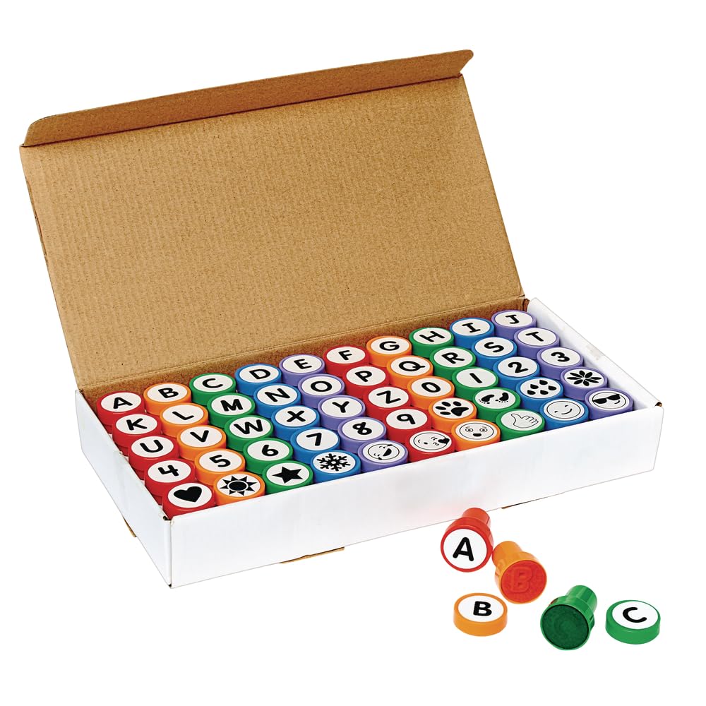Colorations Letters & More Self Stampers, Set of 50, Emoji, Multi-Pack, Assorted Colors, DIY Craft for Kids, Arts & Crafts, Language, Self Inking, Party Gifts, Screen-Free Activity