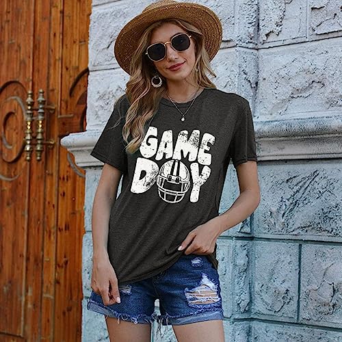 Game Day Football Shirt for Women Football Mom Tshirt Funny Short Sleeve Sunday Tee Top4
