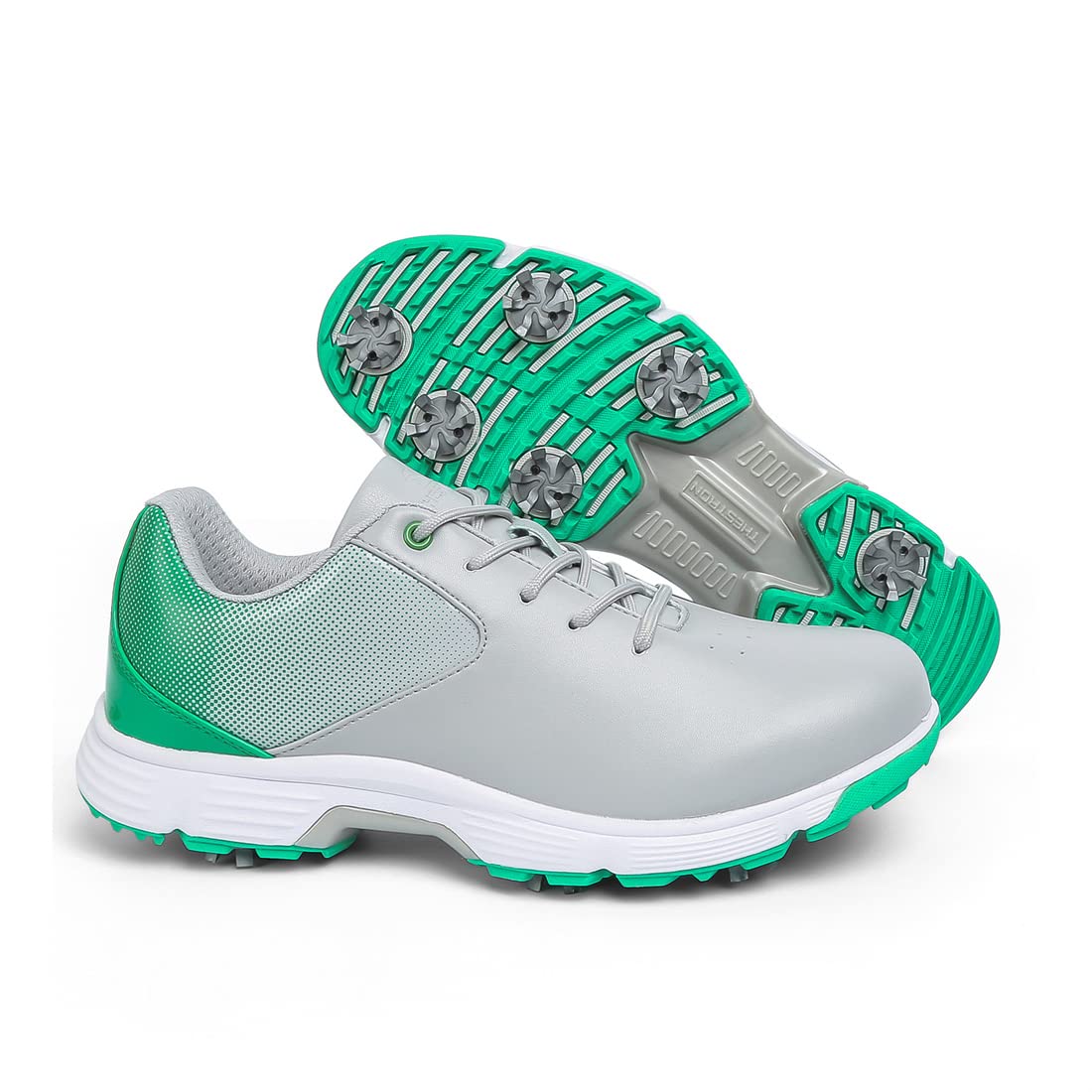 Golf Shoes for Men, 7 Spikes Golf Sneakers Walking Footwears Outdoor Waterproof Golf Training Shoe,Green,8.5