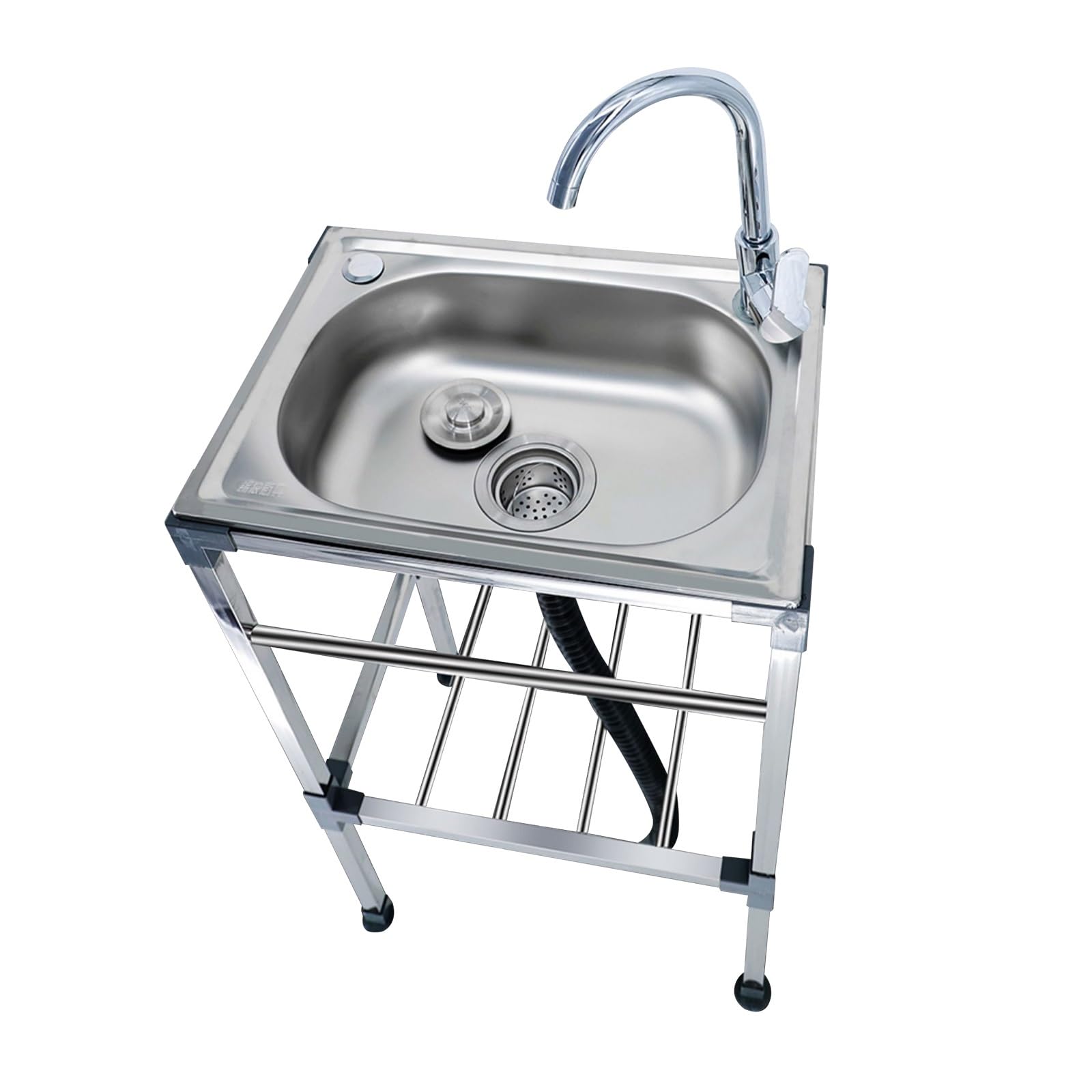 Lavello da Cucina Indipendente Con Gambe Lavello in Acciaio Inox Professionale Con Rubinetto Dell'acqua Calda E Fredda Facili Da Montare Per Ristorante Bar Lavanderia Garage Esterni ( Size : 45x60x83c