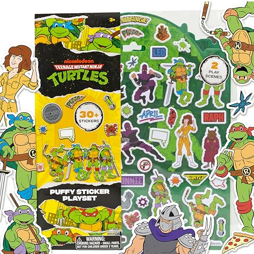 Teenage Mutant Ninja Turtles Puffy Sticker Playset Includes 30 Reusable TMNT Stickers & Double-Sided Play Scene Classic Teenage Mutant Ninja Turtles Toys Great Travel-Friendly Kids Activities