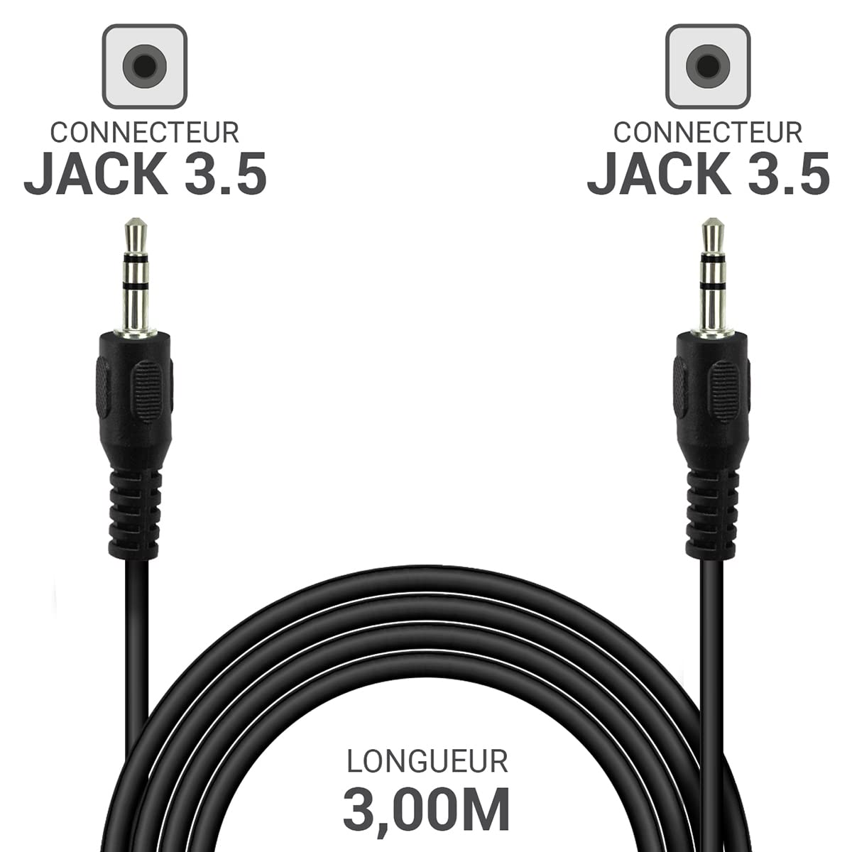 Waytex 21554 3.5mm Male to Male Audio Jack Cable 3m Length