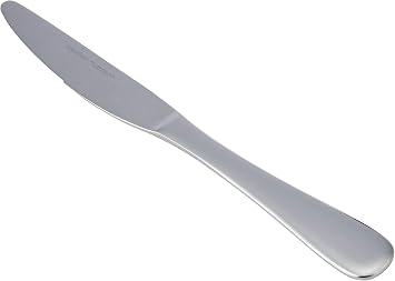 Amazon Basics Stainless Steel Table Knives with Rounded Edge, Pack of 12, Silver