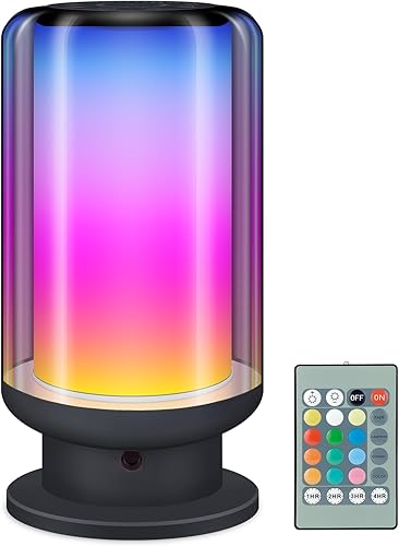 Miniatura 8 de HONGUT Lámpara de mesa LED, lámparas de mesita de noche para dormitorios con cambio de color, lámparas LED regulables de noche con carga USB,