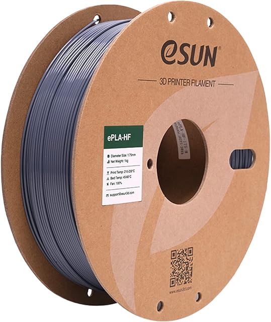 eSUN High Speed PLA filament 1,75 mm, PLA-HS 3D filament do drukarek 3D, dokładność wymiarowa +/- 0,03 mm, 1 kg (2,2 lb) szpula 3D filamentu do drukarek 3D, Szary