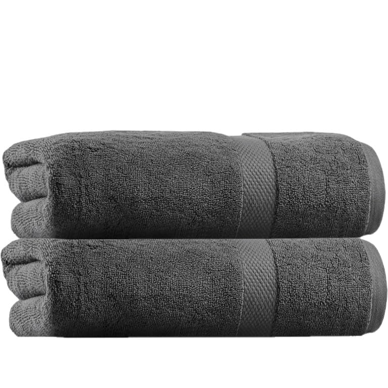 Diamond Tex Premium Super Extra Large Jumbo Bath Sheets 100% Ring Spun Cotton Bathroom Towels 600 GSM Pack of 2 Beach Body Wrap Highly Absorbent Quick Dry Hotel Quality (Charcoal Grey, 100 x 200cm)