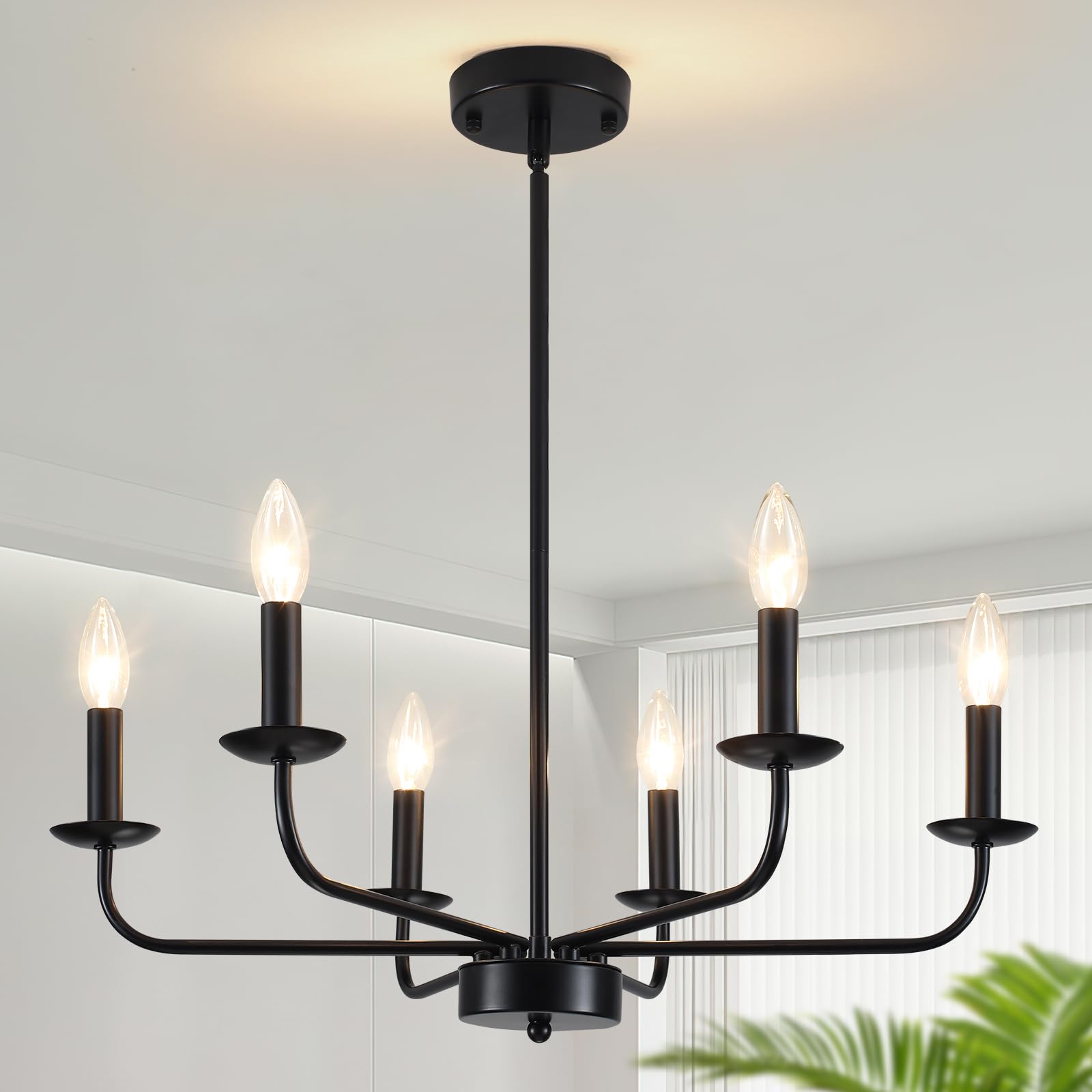 Photo 1 of JZQWCK Chandeliers Ceiling Lights, 6-Light Modern Black Farmhouse Chandelier for Dining Room Light Fixtures Industrial Chandelier Pendant Light for Living Room Bedroom Kitchen Island