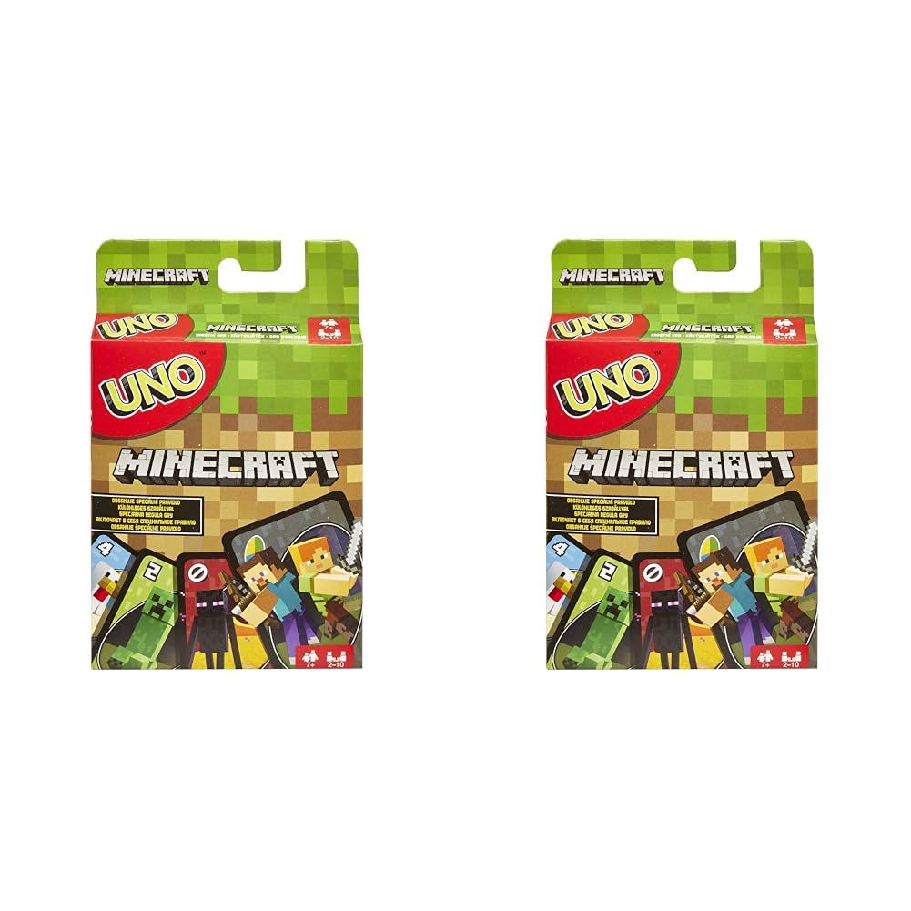 Mattel Games UNO Minecraft Edition - Kartenspiel mit Charakteren aus Minecraft und Einer besonderen Creeper-Karte, für die ganze Familie und Fans von Minecraft ab 7 Jahren, FPD61 (Packung mit 2)