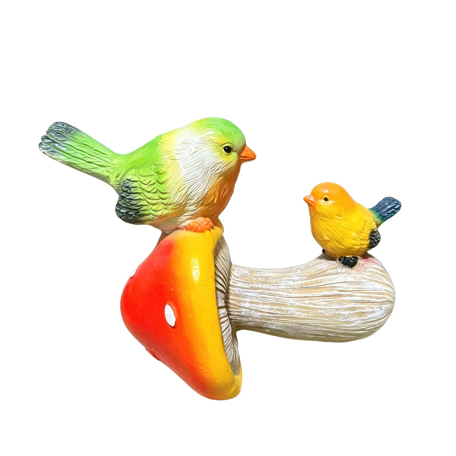 Kaeltsyn Creative Resin Mushroom Bird Figurine Decoration Funny Mushroom Bird Sculpture Statue Animal Collectible Figurines Sculpture Farm Craft Decoration Statue