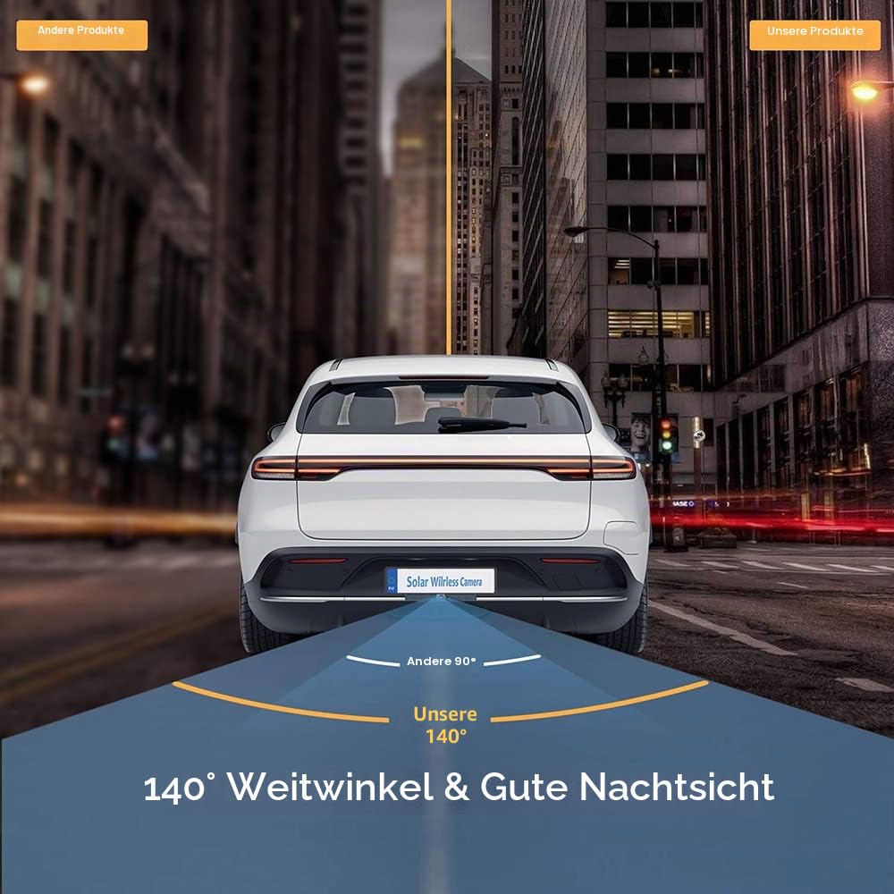 Kabellose Solar-Rückfahrkamera 4,3 Zoll 2600 mAh Akku Nachtsicht wasserdicht IP67 für Wohnmobile