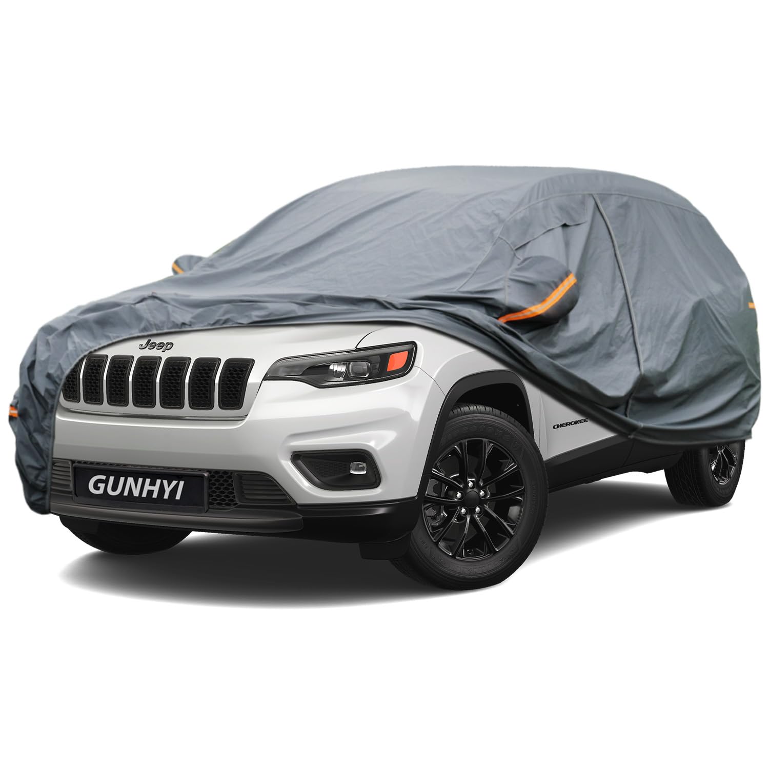 GUNHYI Premium Car Cover Custom Fit Jeep Cherokee, 16 Layers Heavy Duty Car Cover Waterproof All Weather with Zipper Door for Sun Rain Snow Dust Uv Protection