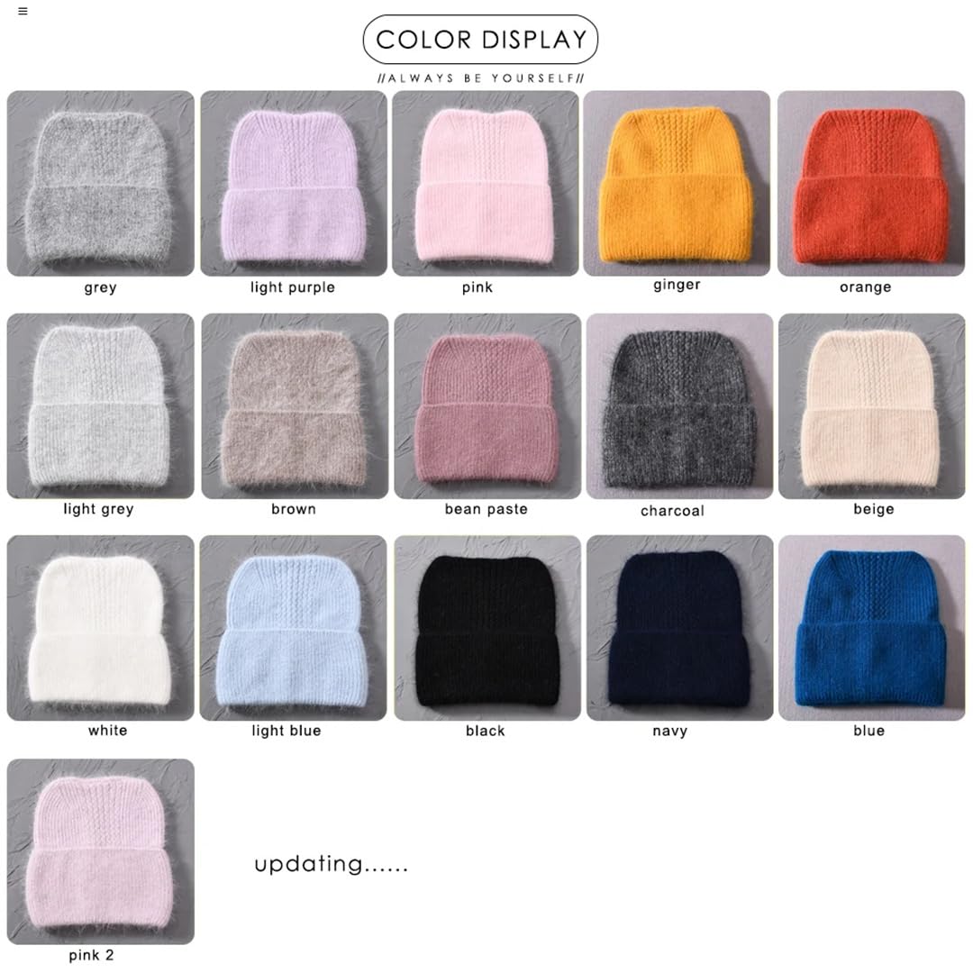 Wvapzxx Chapeau D'hiver Pour Femmes Bonnet À Cheveux Longs Mélange De Cachemire Bonnets Tricotés Casquette Fille Chapeau Mignon Avec Oreilles
