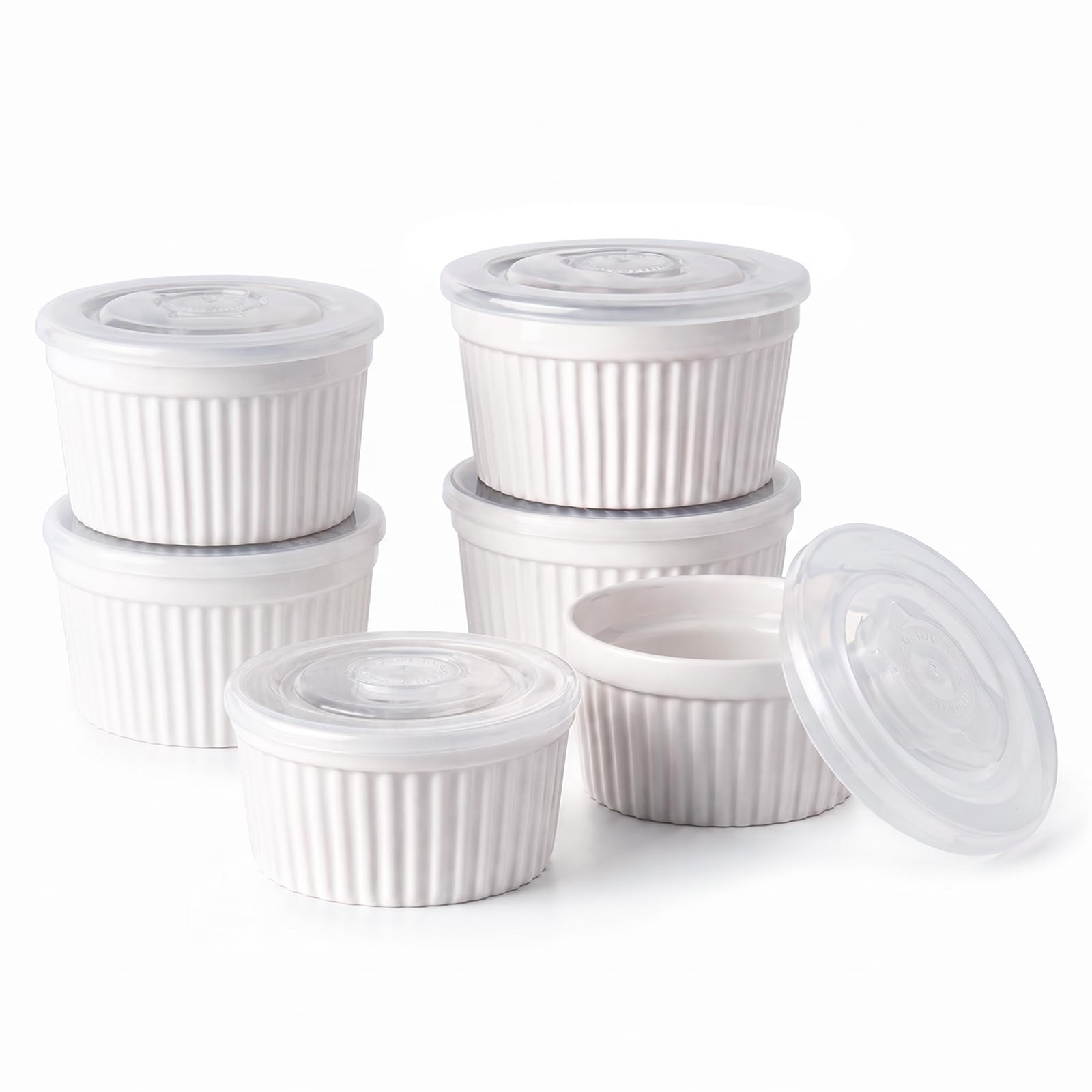 DOWAN Ramekins with Lids - 6 Pack, Oven Safe -10 DOWAN Ramekins with Lids - 6 Pack, Oven Safe -10