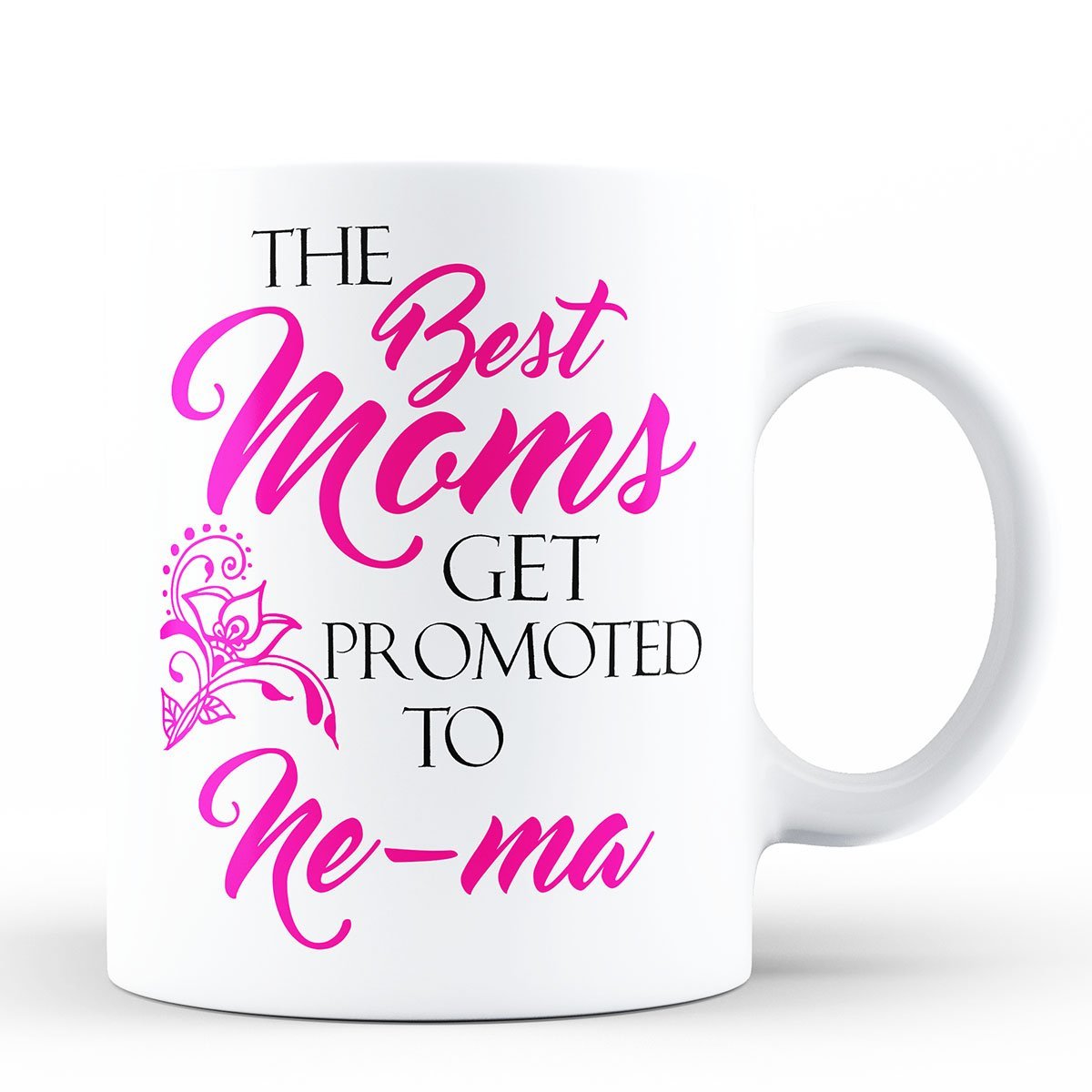 Best Moms Get Promoted to Ne-ma - 15oz White Mug Birthday Mothers Day Gifts for Grandma, Grandmother, Grandparent’s Pregnancy Reveal & Birth Announcement Gift for New Baby