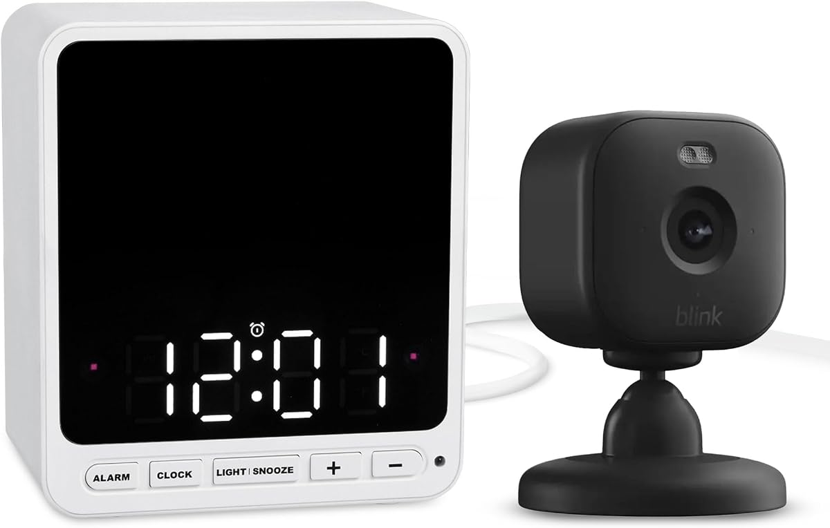 Alarm Clock Case for Blink Mini - Black Version - Discreet Cover for Low-Key Camera Placement - NOT Compatible with Blink Mini 2 (White Version) - Camera NOT Included
