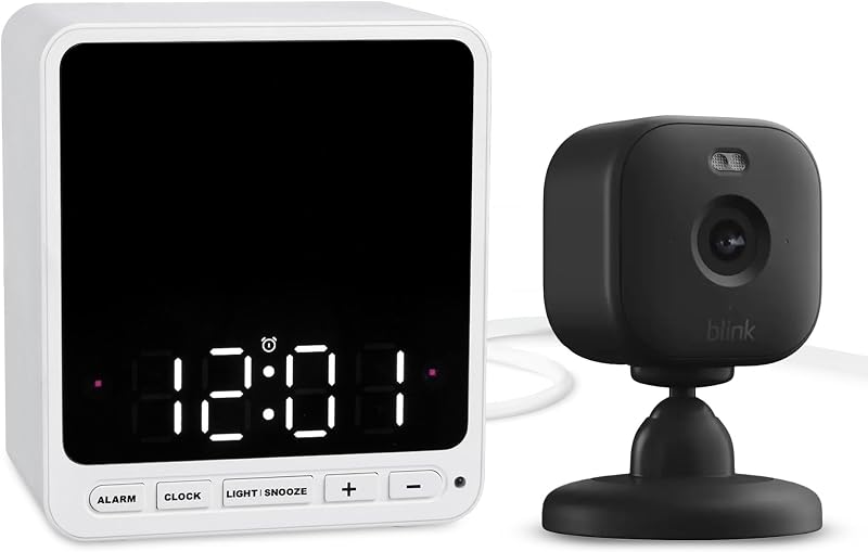 Alarm Clock Case for Blink Mini - Black Version - Discreet Cover for Low-Key Camera Placement - NOT Compatible with Blink Mini 2 (White Version) - Camera NOT Included