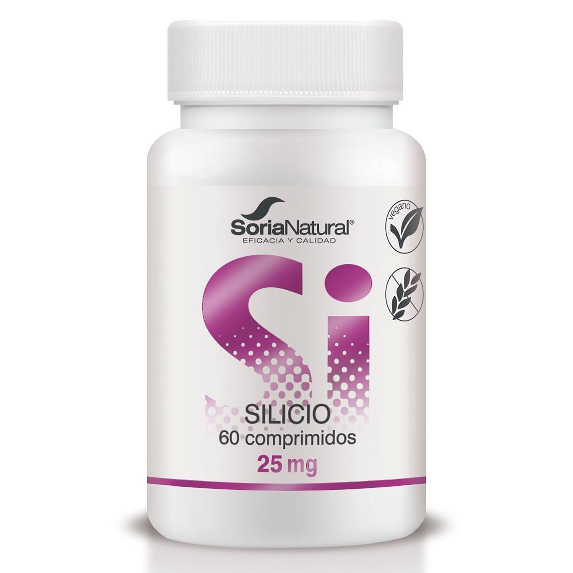 Soria Natural Silicio - MÁXIMA ABSORCIÓN - Mantenimiento de los Huesos, Piel, Pelo y Uñas – Minerales - Liberación Sostenida para mejor asimilación - 60 Comprimidos de 800 mg.