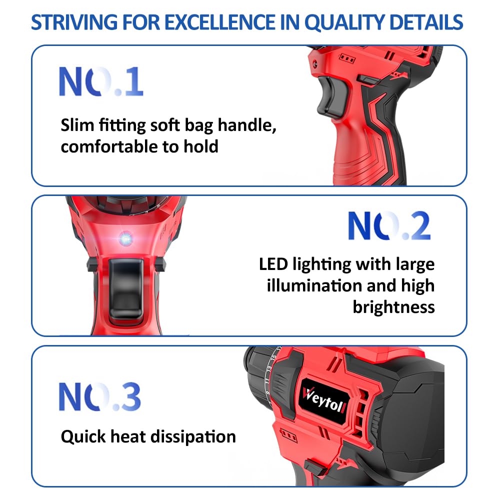 Trapano Avvitatore Senza Filo 21V Weytoll - Potente E Versatile Con Batteria Al Litio E Coppia 55Nm - Foto 6
