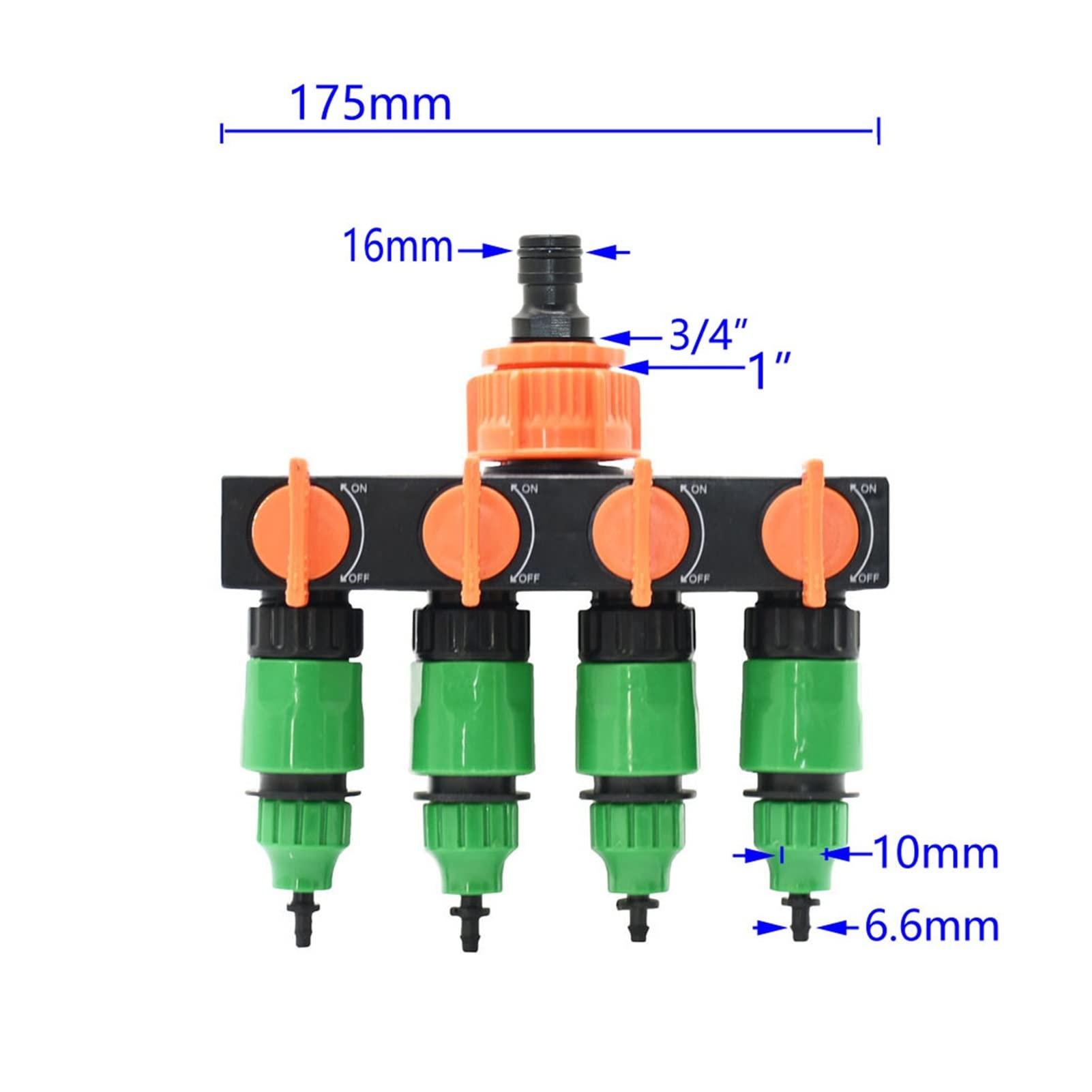 Conector de grifo de manguera de jardín 1/4 3/8 pulgadas Manguera de 4 vías Garden Tap Agua Dispensador de agua Válvula de riego con hembra 1/2 "3/4" 1 "4/7 8/11 Diverente de manguera con cuatro punto